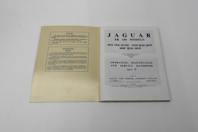 XK140 Owners Manual, Reprint (E101-2)